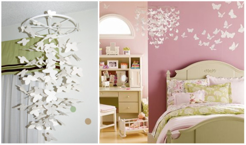 DIY Butterfly mobile to mimic this Pottery Barn Kids one