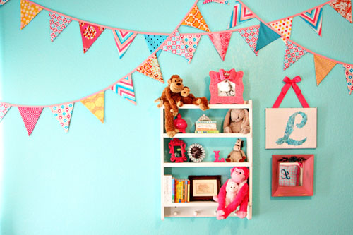 Lila's Pink and Turquoise Nursery Bunting Flags