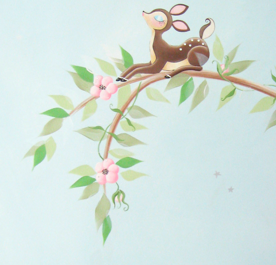 Sam Simon Sakura Cherry Blossom Deer Nursery Art