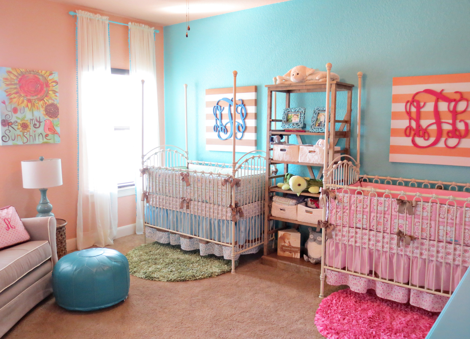 Coral & Teal: Boy & Girl Twin Nursery - Project Nursery