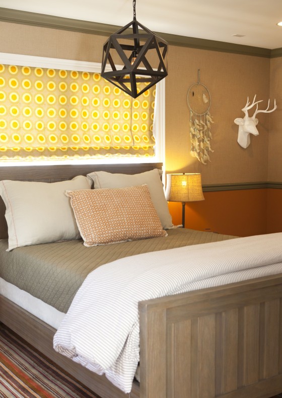 Orange and Brown Hunting Themed Room with Modern Chandelier - Project ...