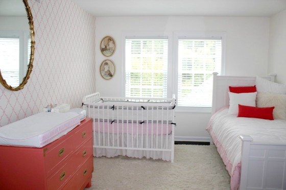 Coral and White Antique-Inspired Girl's Nursery - Project Nursery