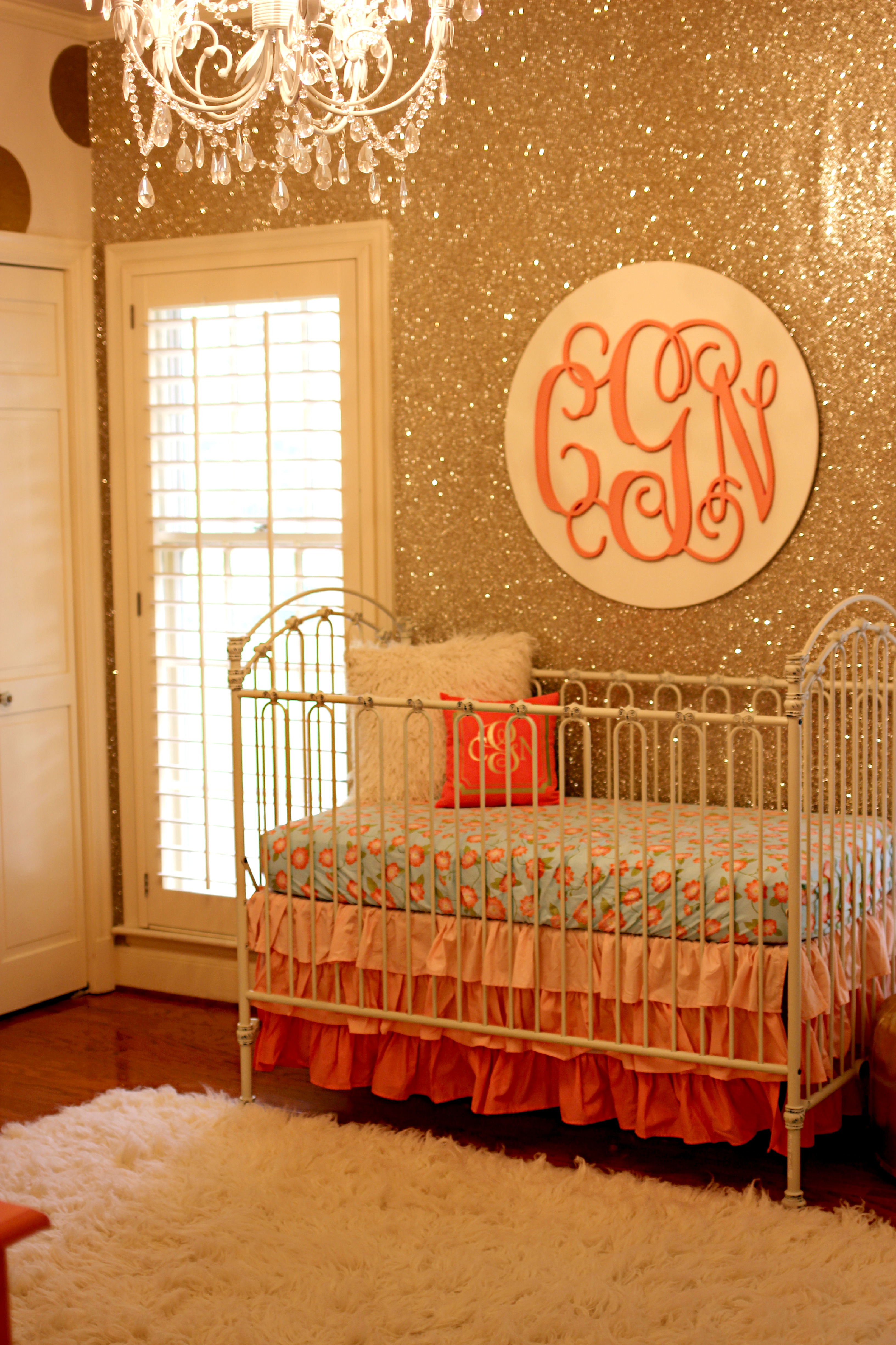 Coral and Gold Glitter Nursery - Project Nursery