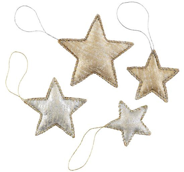 Metallic Gold and Silver Star Ornaments from Land of Nod