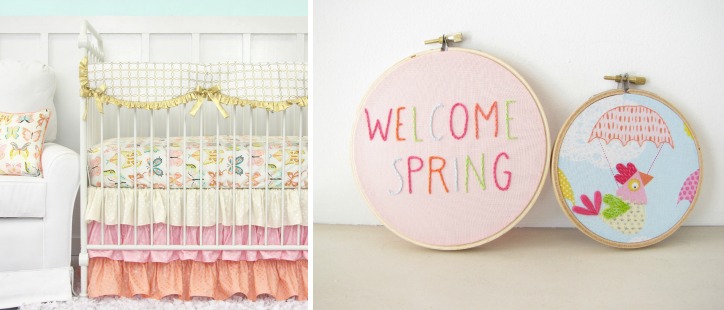 Bright Pastel Baby Bedding and Nursery Art