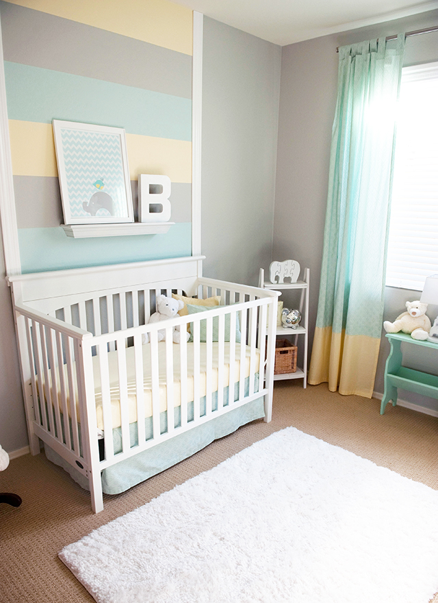 Aqua, Gray and Yellow Boy's Nursery