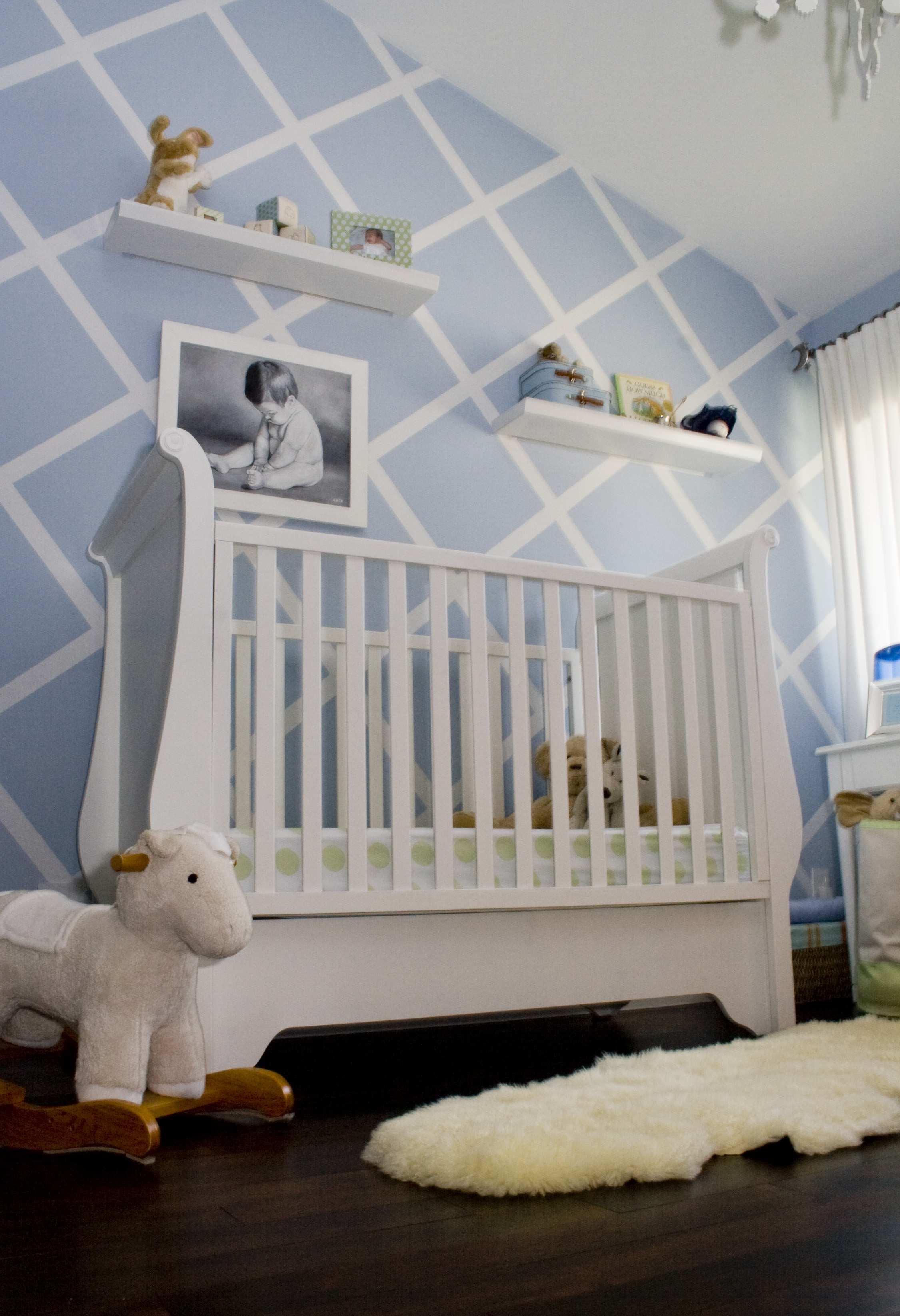 Blue and White Nursery with Lattice Accent Wall - Project Nursery