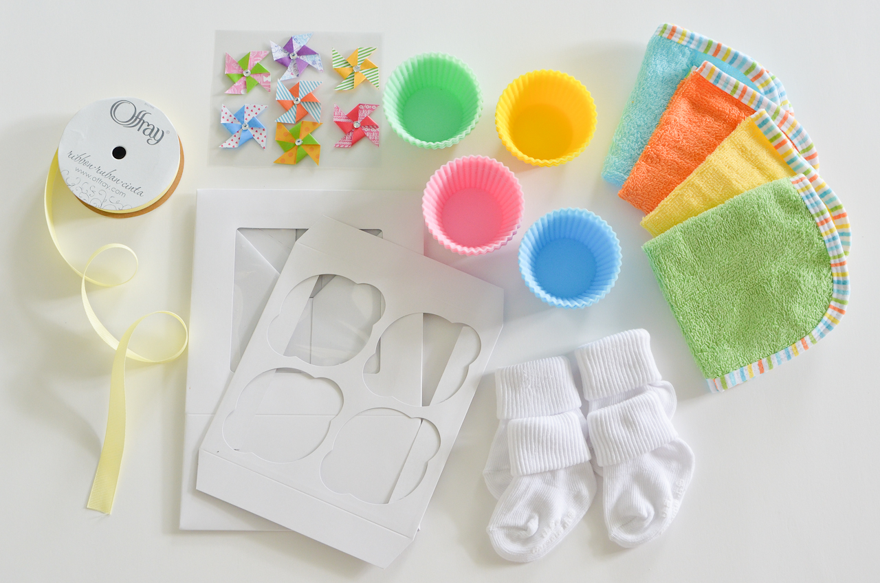 DIY Baby Washcloth Cupcakes Supplies