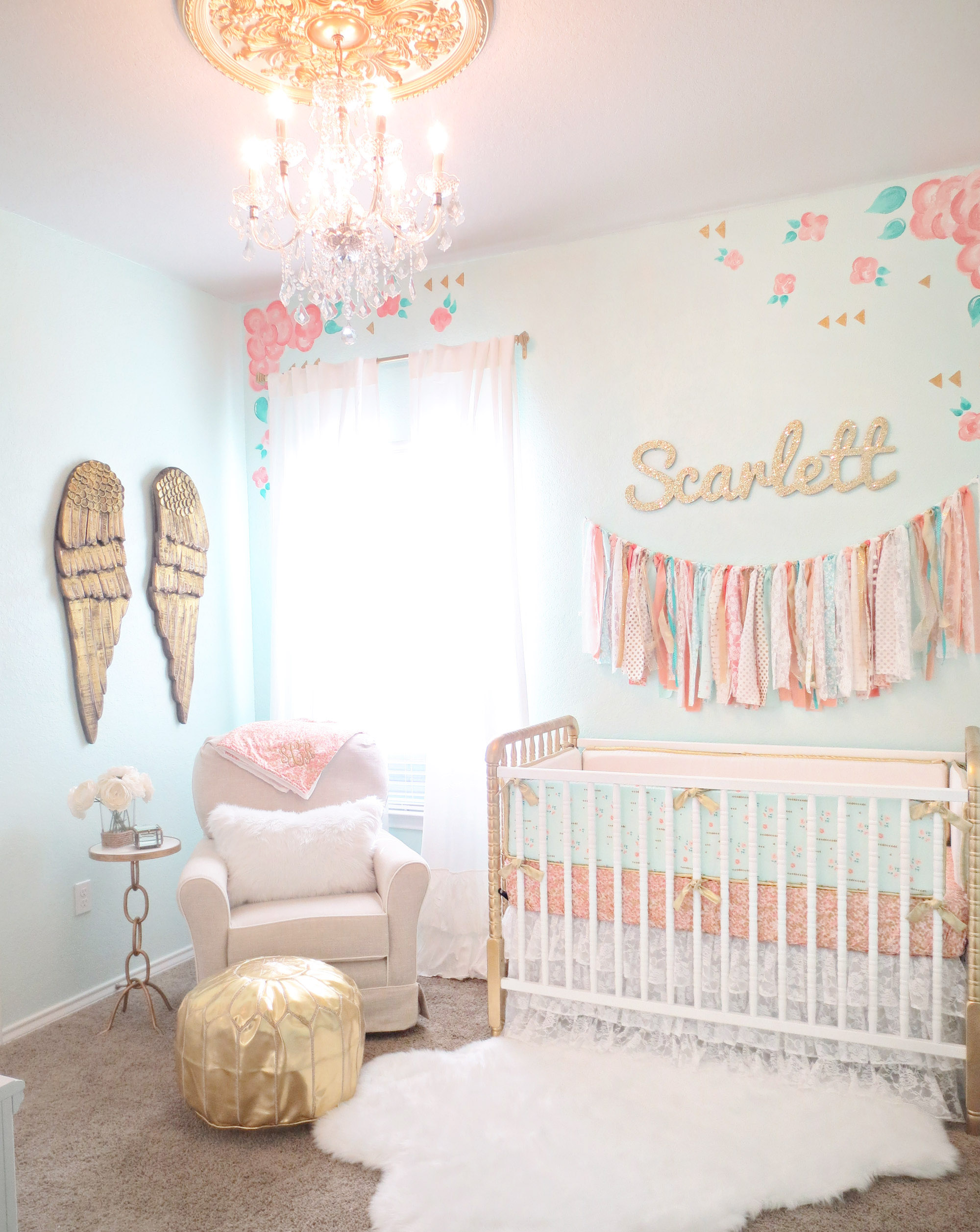 Vintage Coral and Gold Girls Nursery