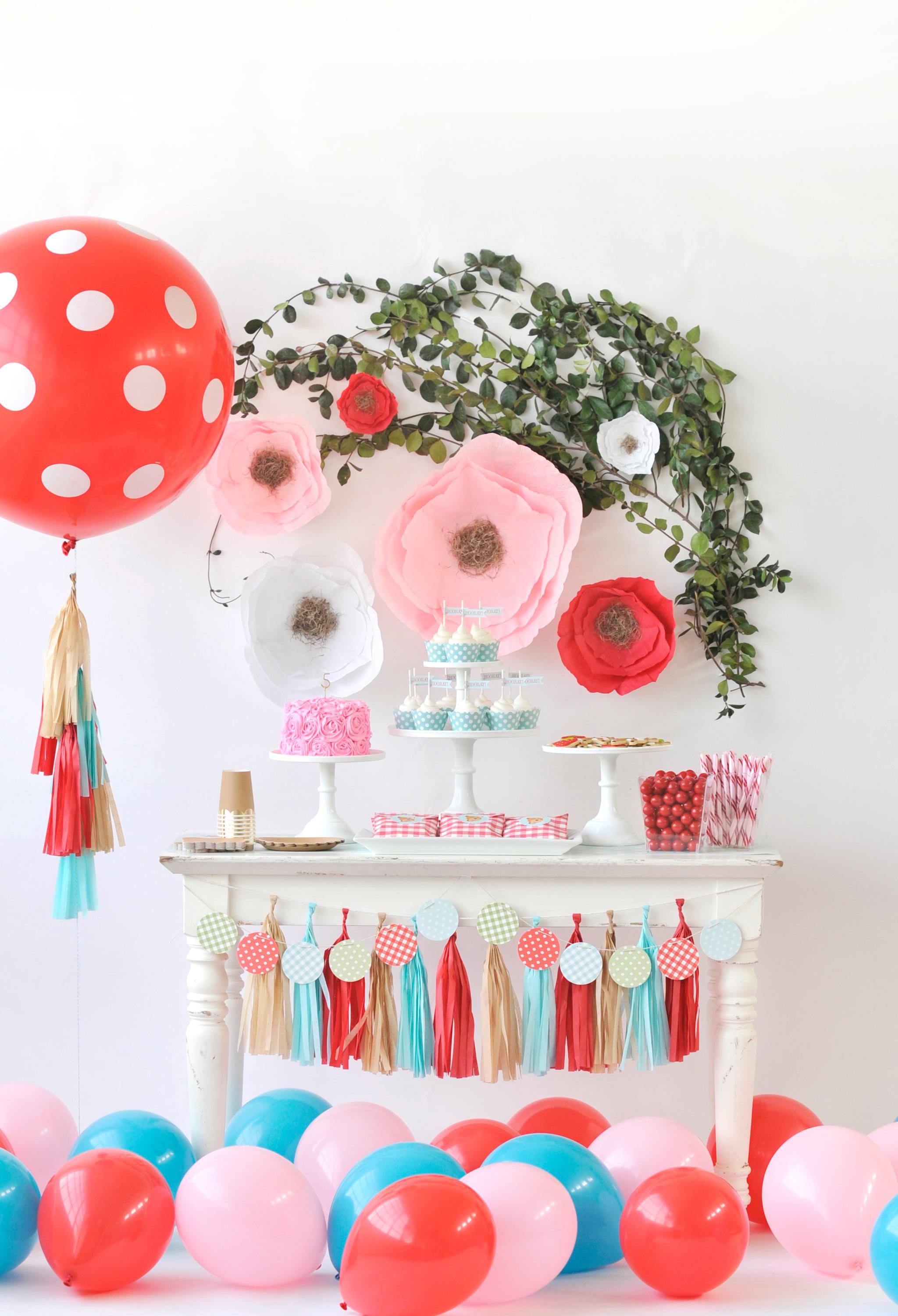 Red, Pink and Teal Birthday Party Decor