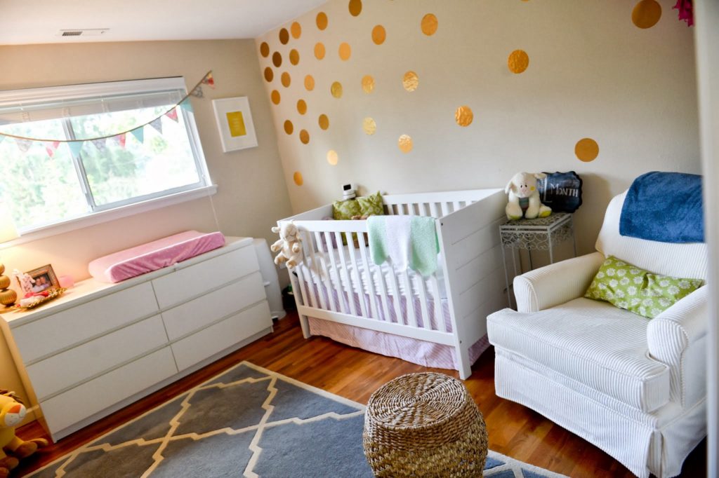 Girls Nursery with Gold Polka Dot Wall Decals - Project Nursery