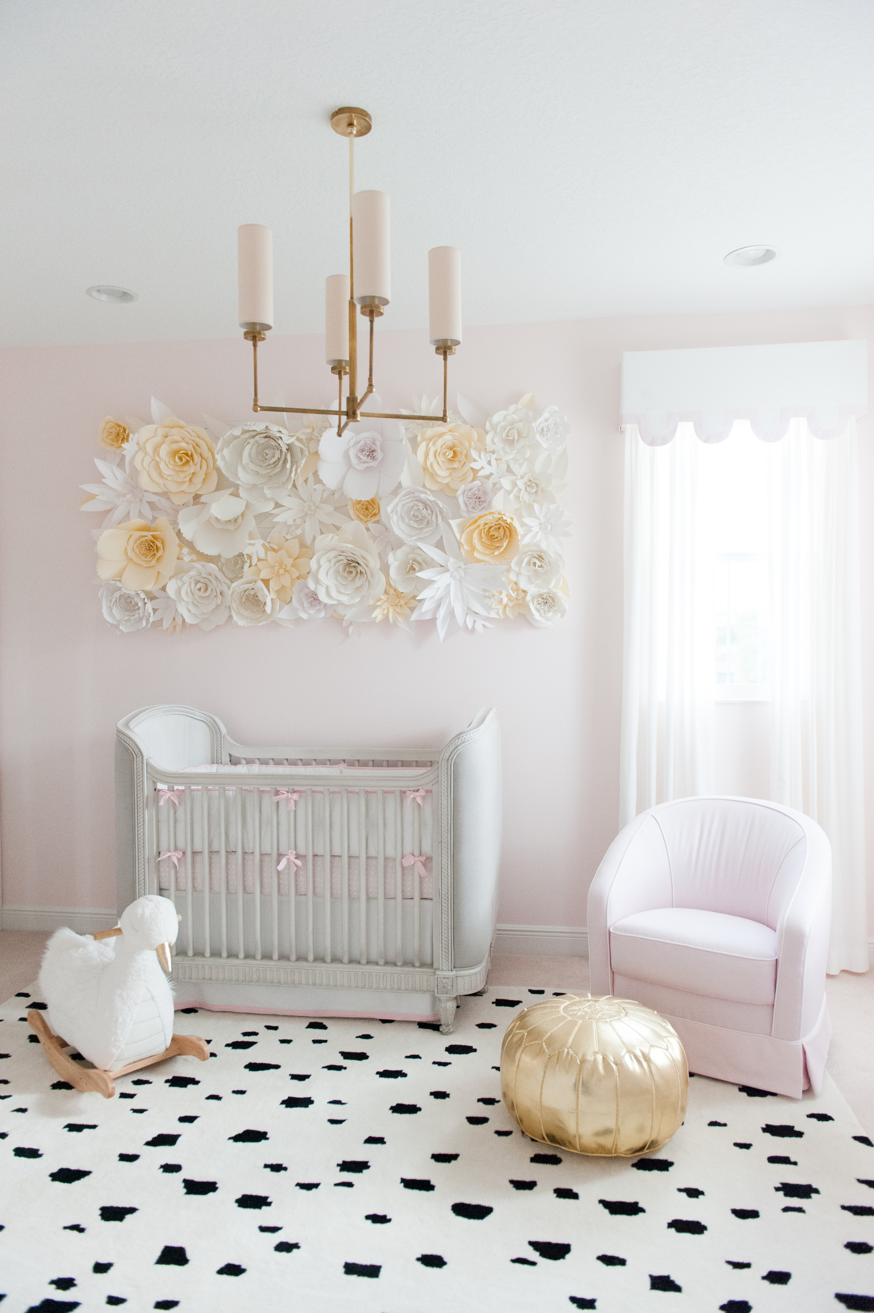 3D Paper Flower Wall Decor in Girl's Nursery