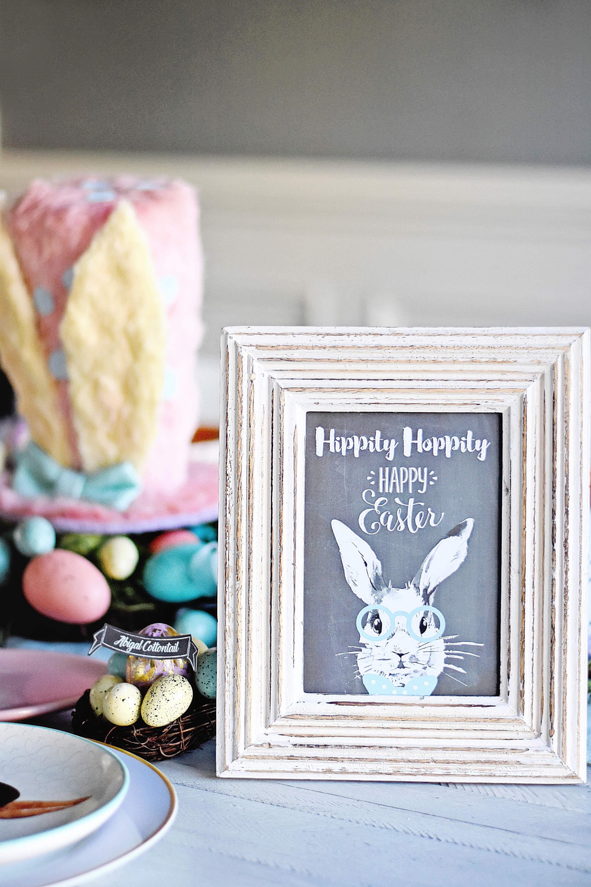 Printable Hippity Hoppity Happy Easter Chalkboard Sign