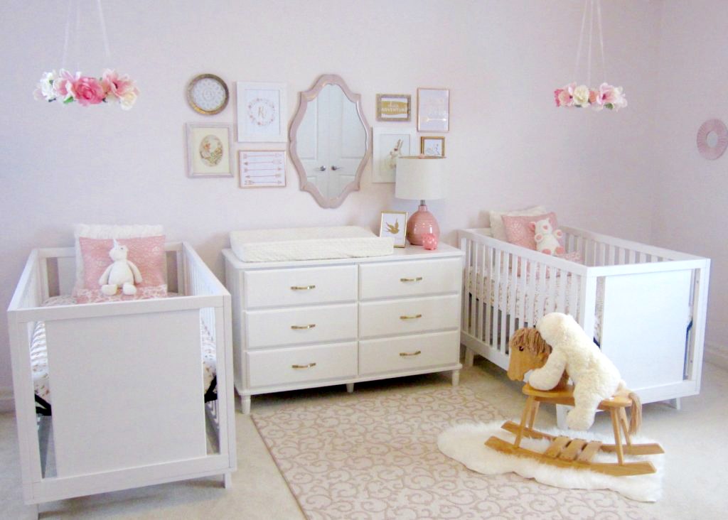 Pink, White and Gold Twin Nursery Feminine Nursery for Girls - Project Nursery