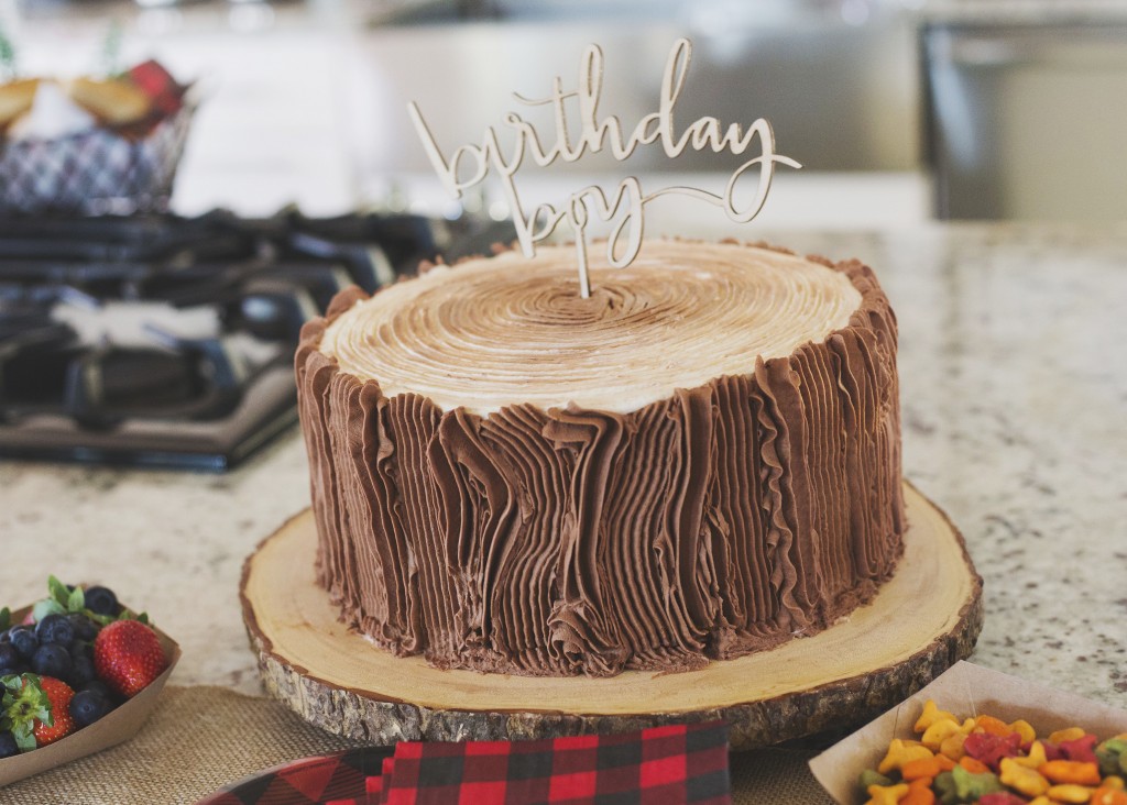 Camp Themed Birthday Party with Wood Textured Cake - Project Nursery