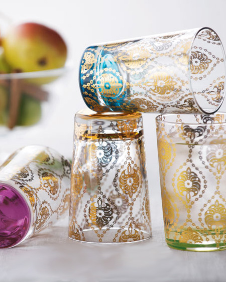 Moroccan Tea Glasses. These Moroccan tea glasses in etched patterns are a 