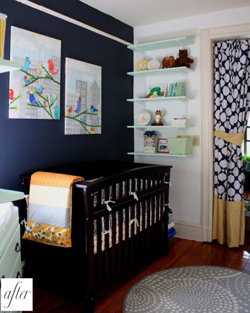 navy and white nursery