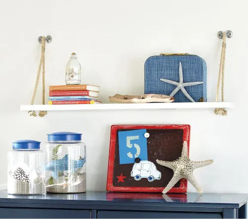 Nautical Organization: Easy DIY Floating Rope Shelf