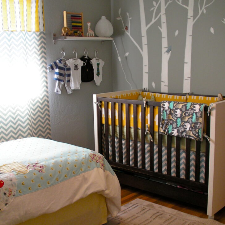 Boy and Girl Shared Yellow and Gray Room - Project Nursery