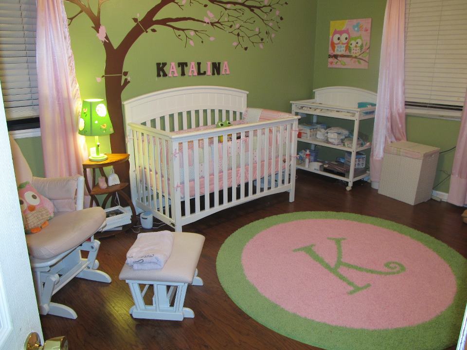 light green and pink nursery