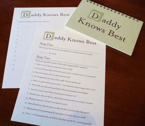 Baby Shower Game Daddy Knows Best