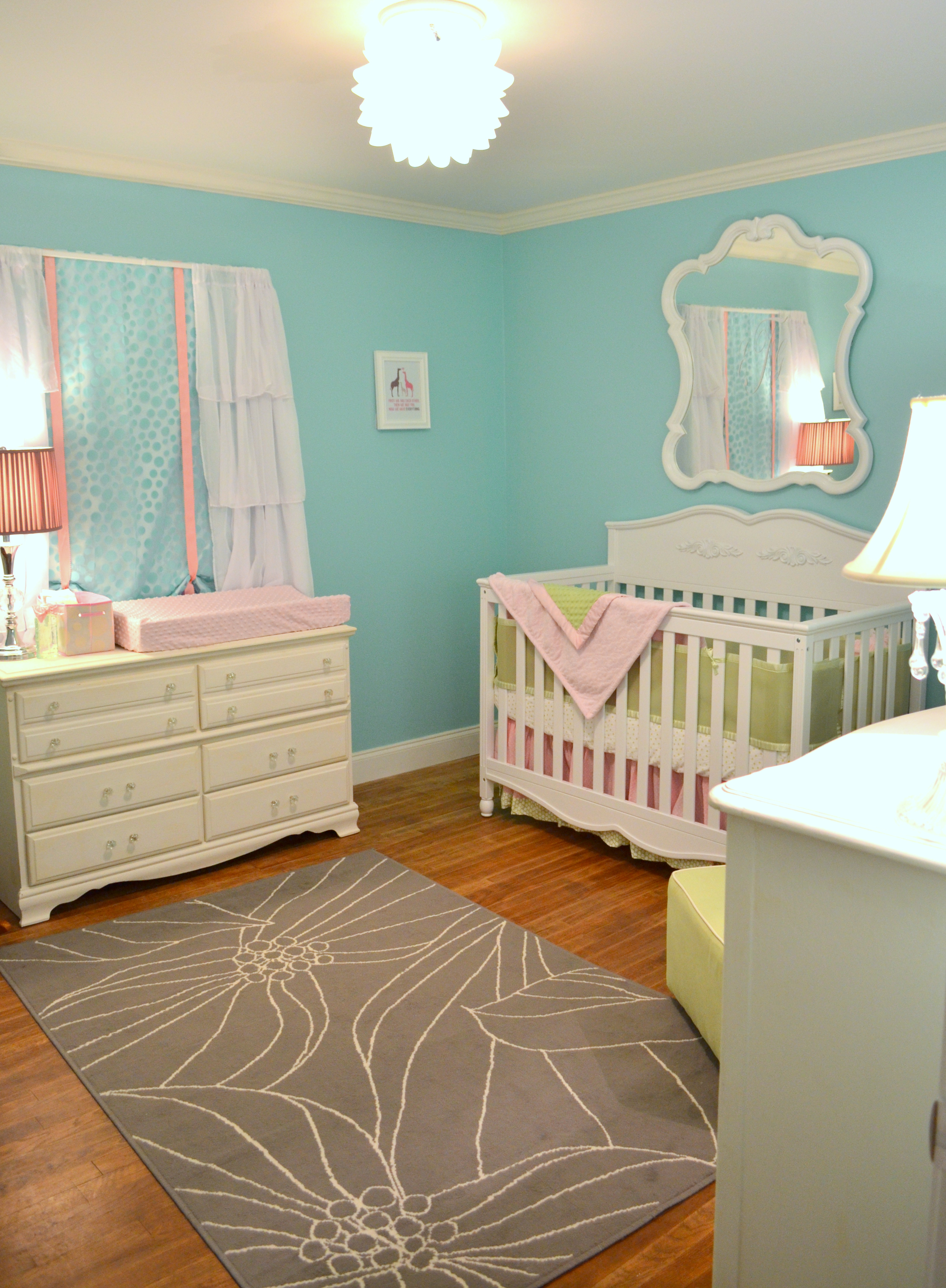 Emerson's Chic Aqua, Green, & Pink Nursery Project Nursery