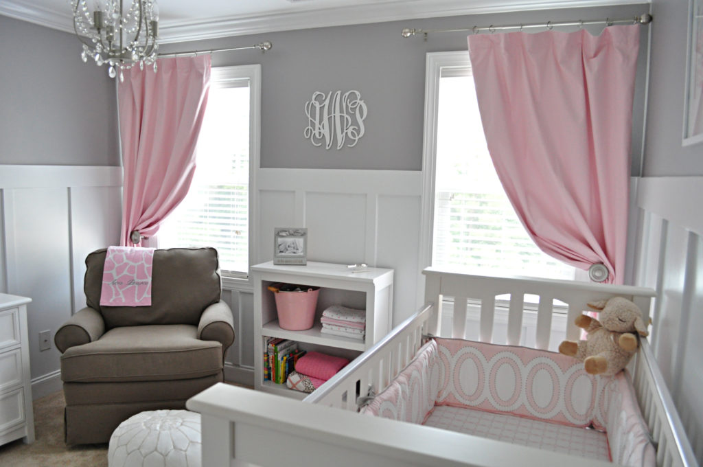 grey and pink baby bedroom