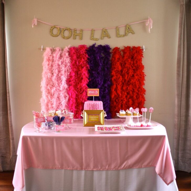 Birthday doorway streamers, made from dollar tree table cloths.