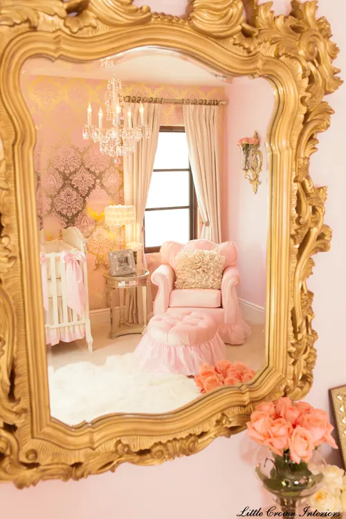 pink and gold baby nursery in Orange County California