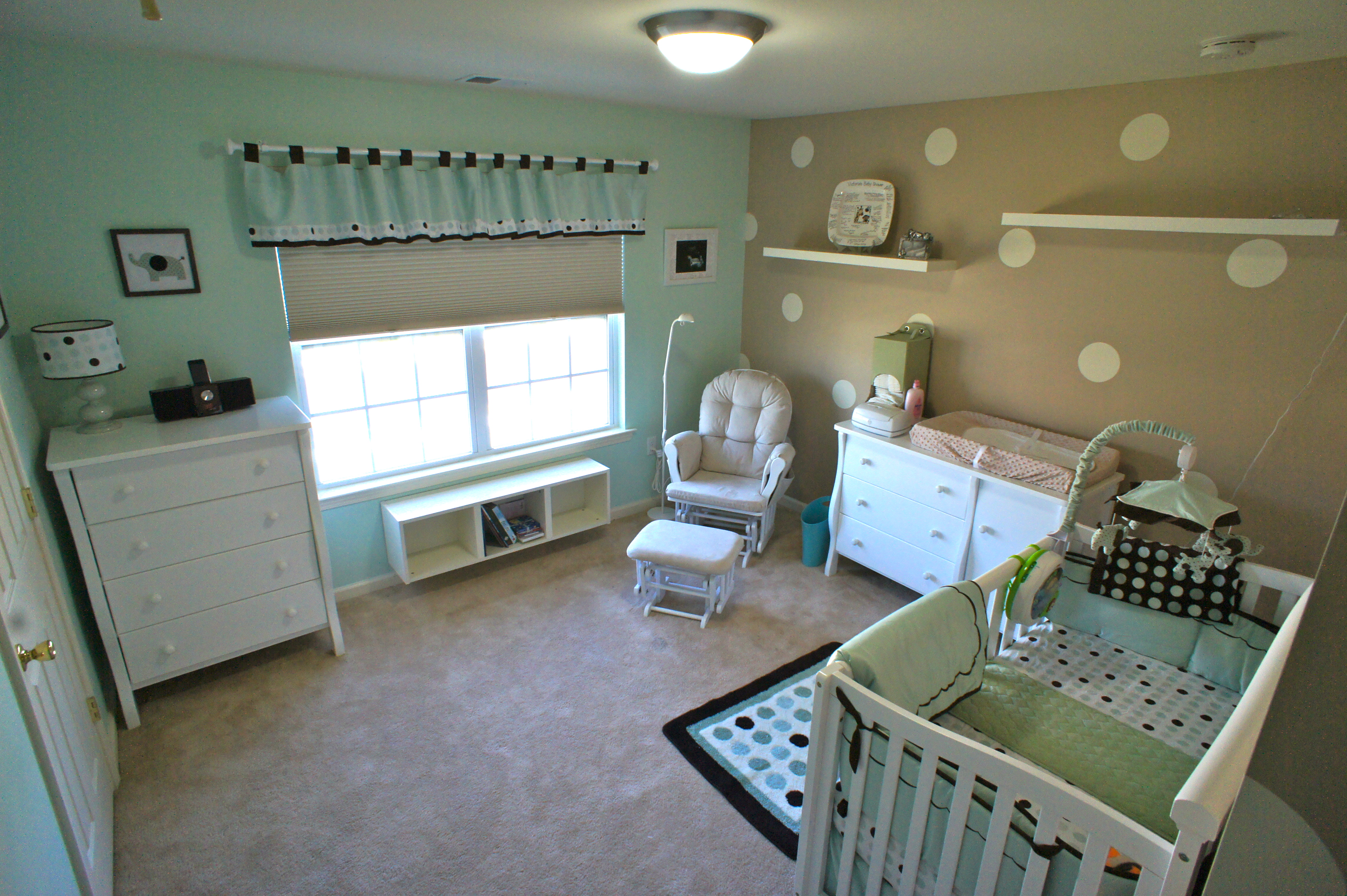 Gender Neutral Polka Dot Nursery Room View