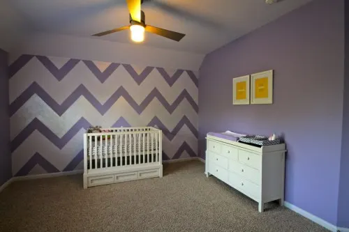 Purple Chevron Wall in Nursery - Project Nursery