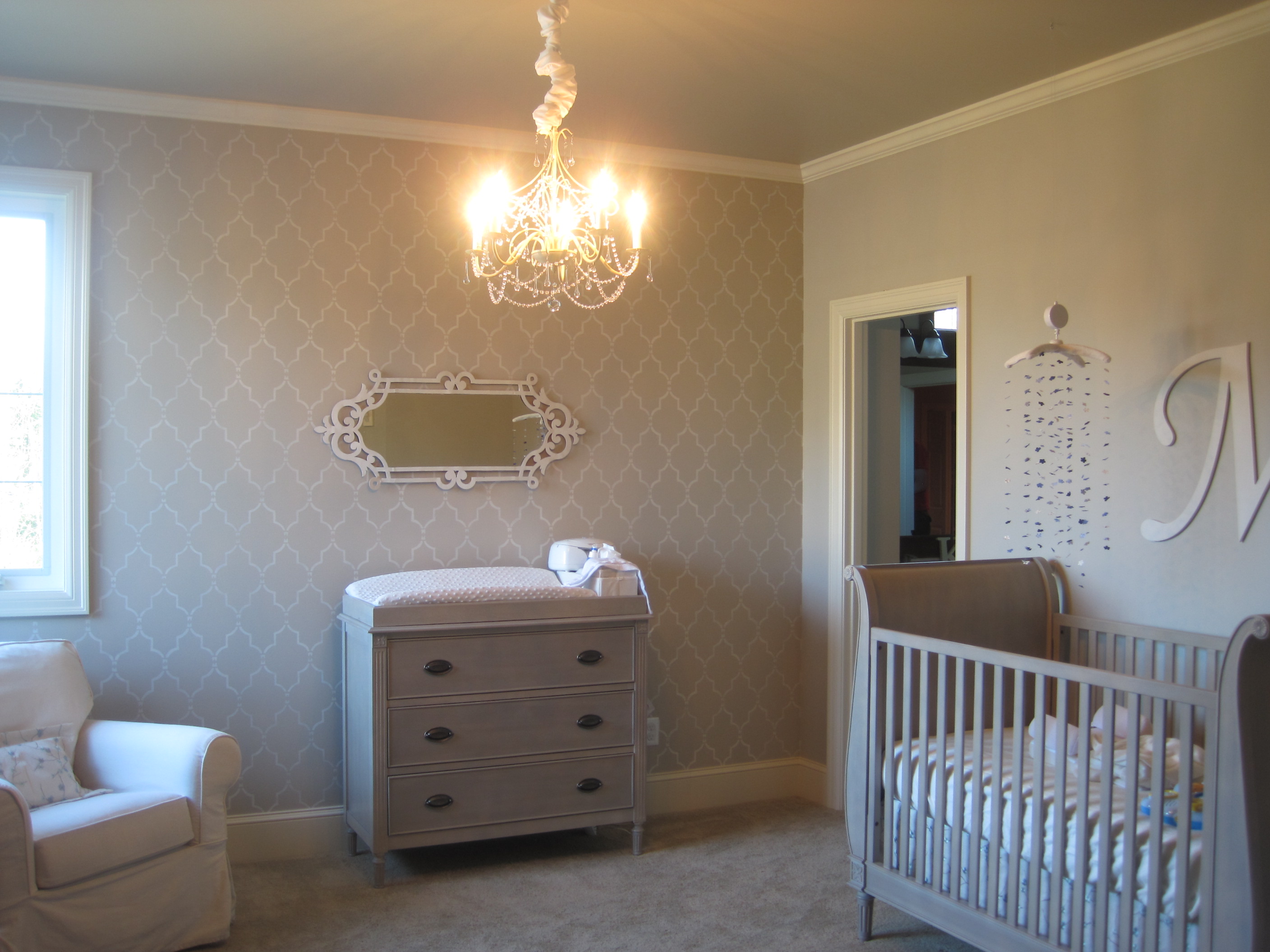 New Gray Baby Room for Large Space