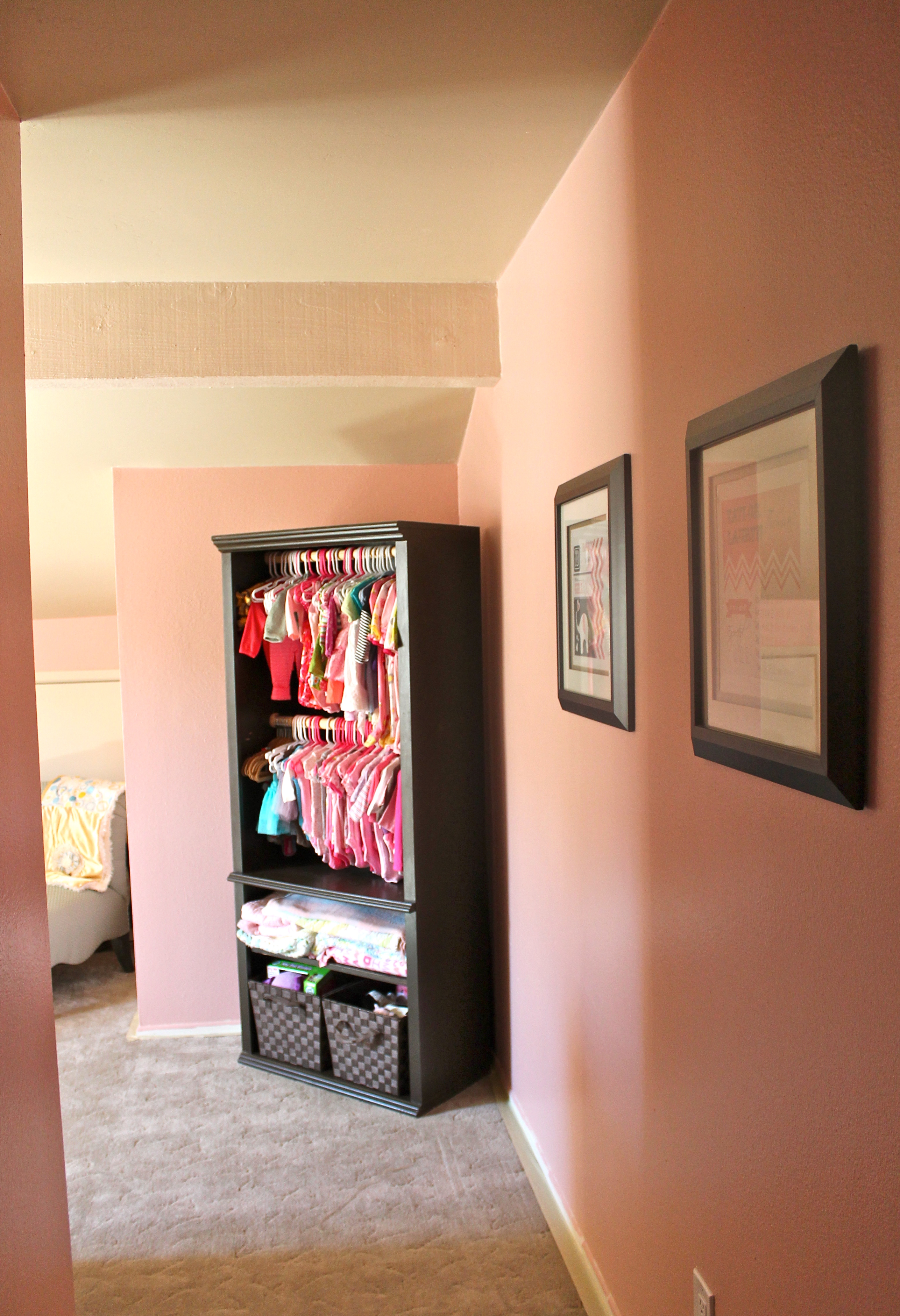 pink shelves for nursery