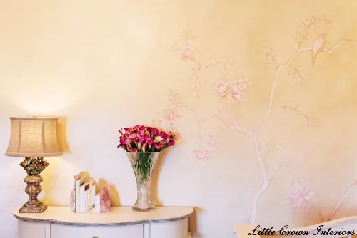 hand painted flower chinoiserie wall mural