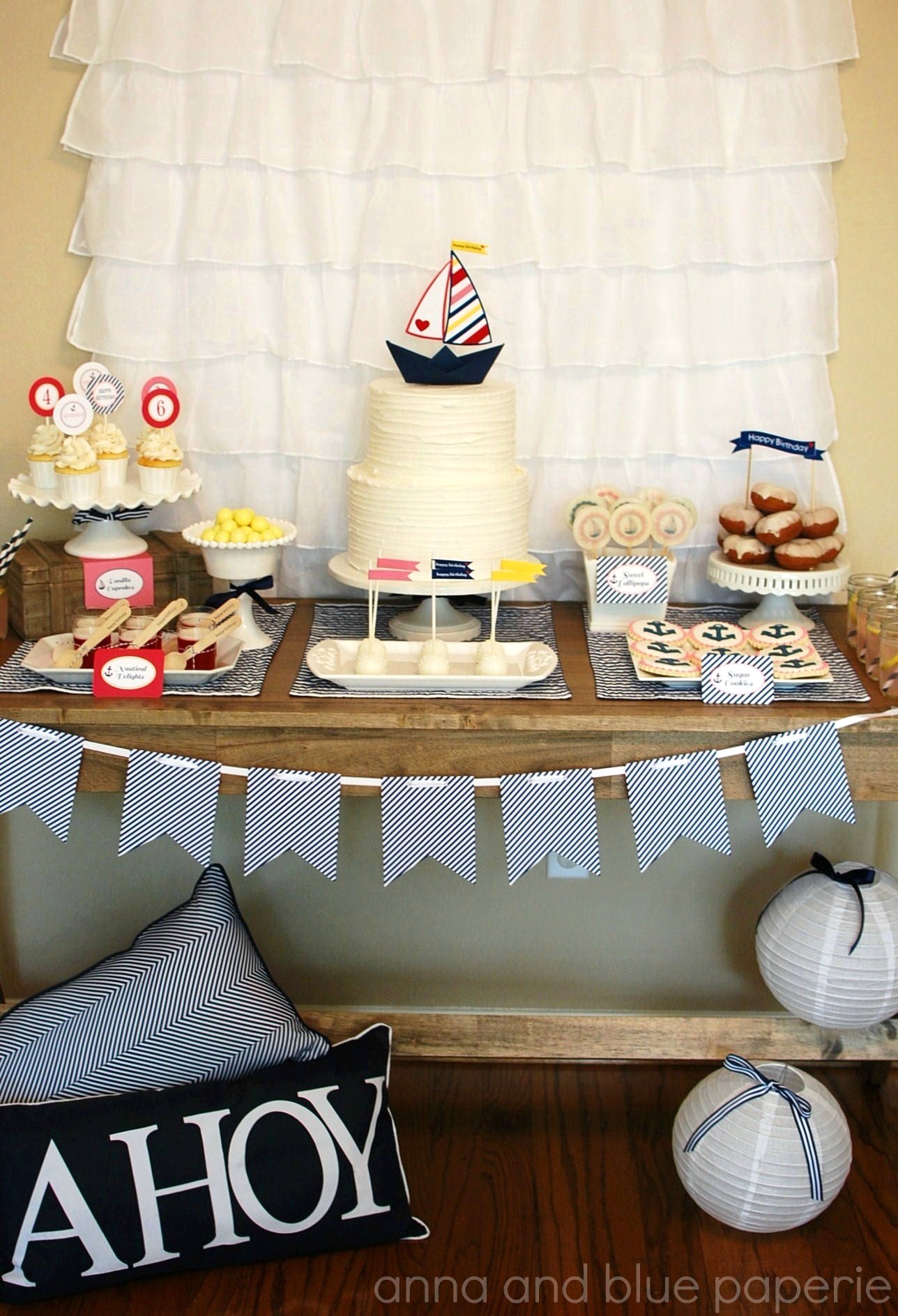 Nautical Paper Birthday Party Decorations for sale