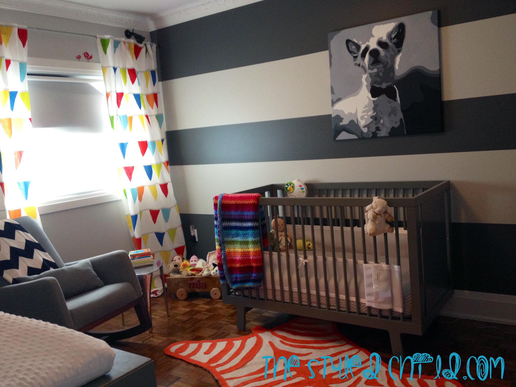 Girls Striped Eclectic Nursery Room View