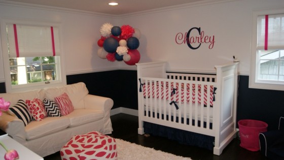 Pink and Navy Preppy Girl's Nursery