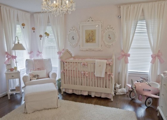 Vintage White and Pink Girl's Nursery