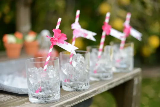 Pink Striped Straws for Mother's Day Tea and Brunch