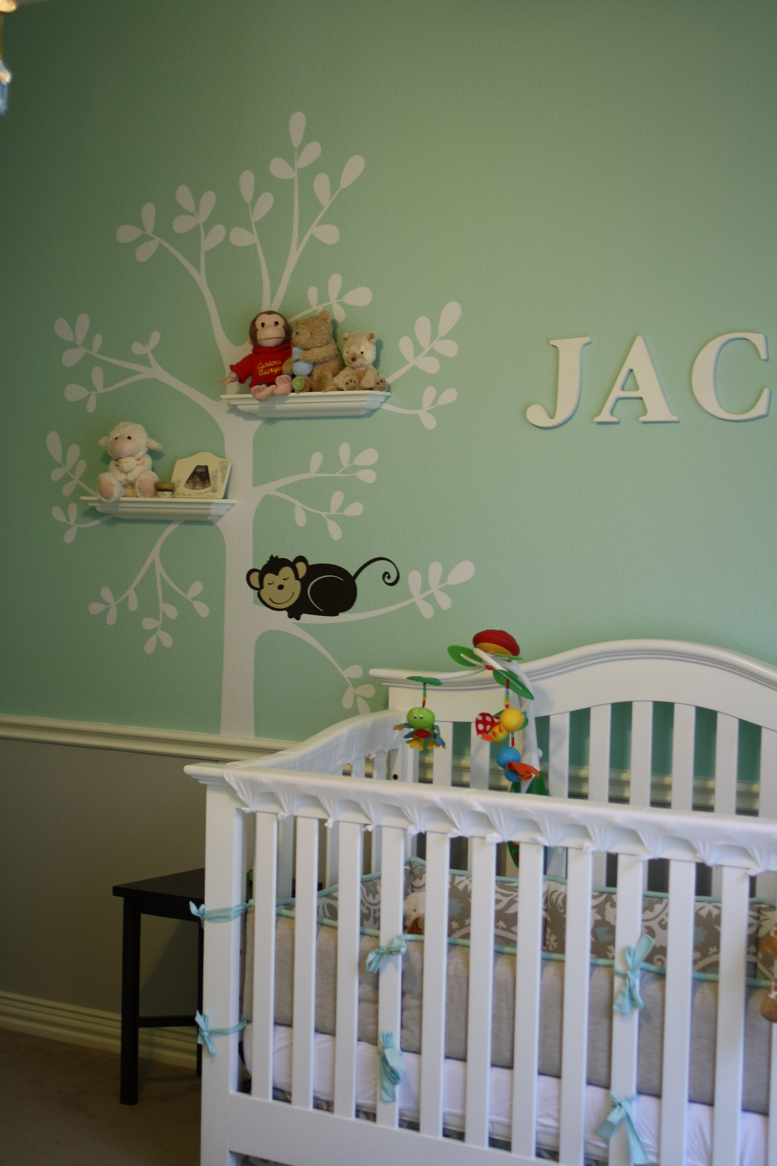 Neutral Aqua and Grey Nursery 3