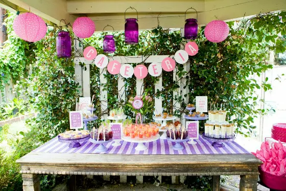 Pink and Purple Birthday Party Dessert Table