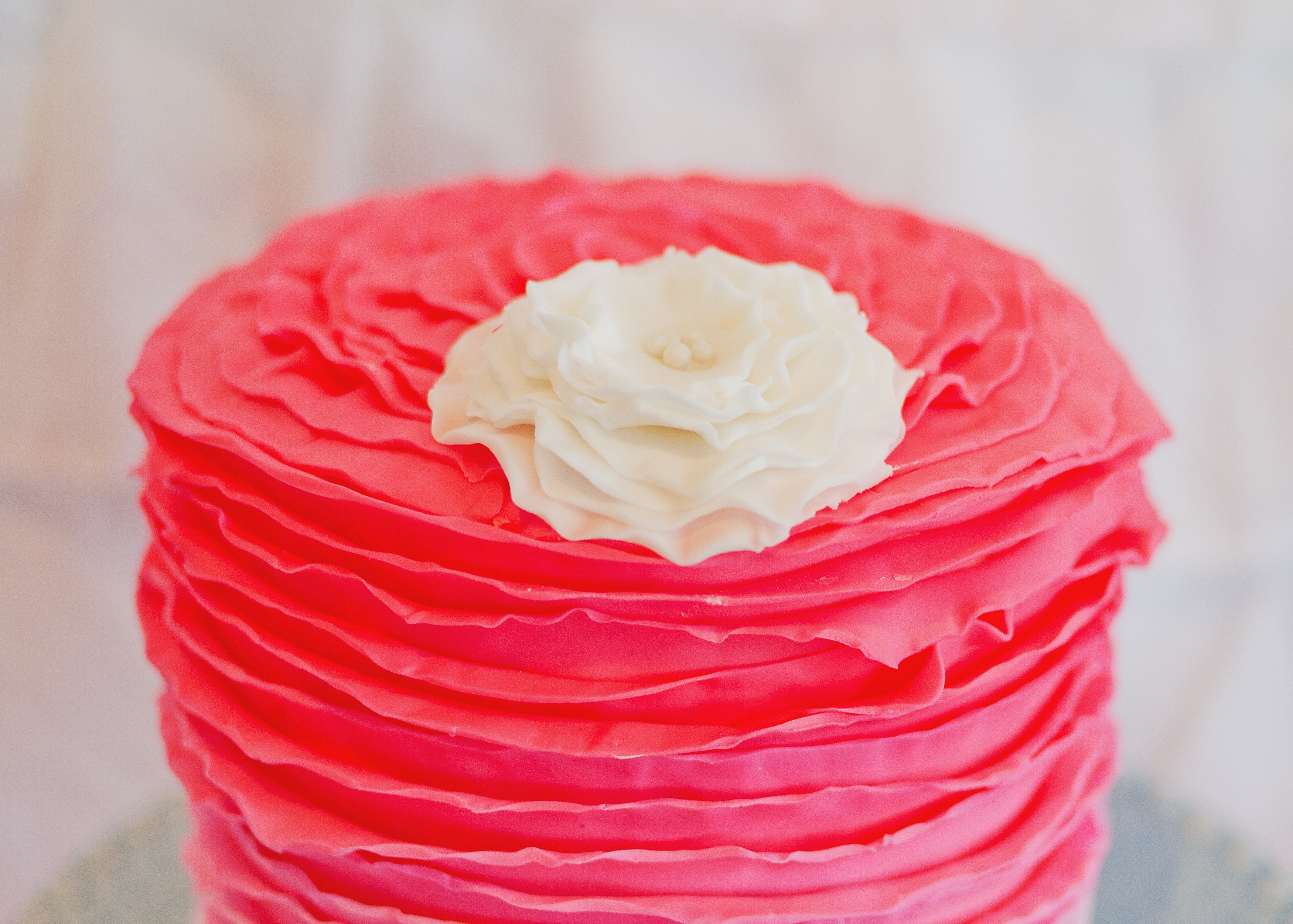 Ruffled Pink Ombre Birthday Cake