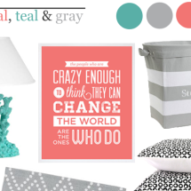Coral, Teal and Gray Design Board