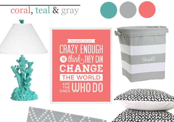 Coral, Teal and Gray Design Board