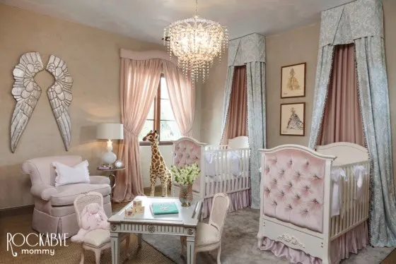 Pink And Blue Twin Girls Nursery