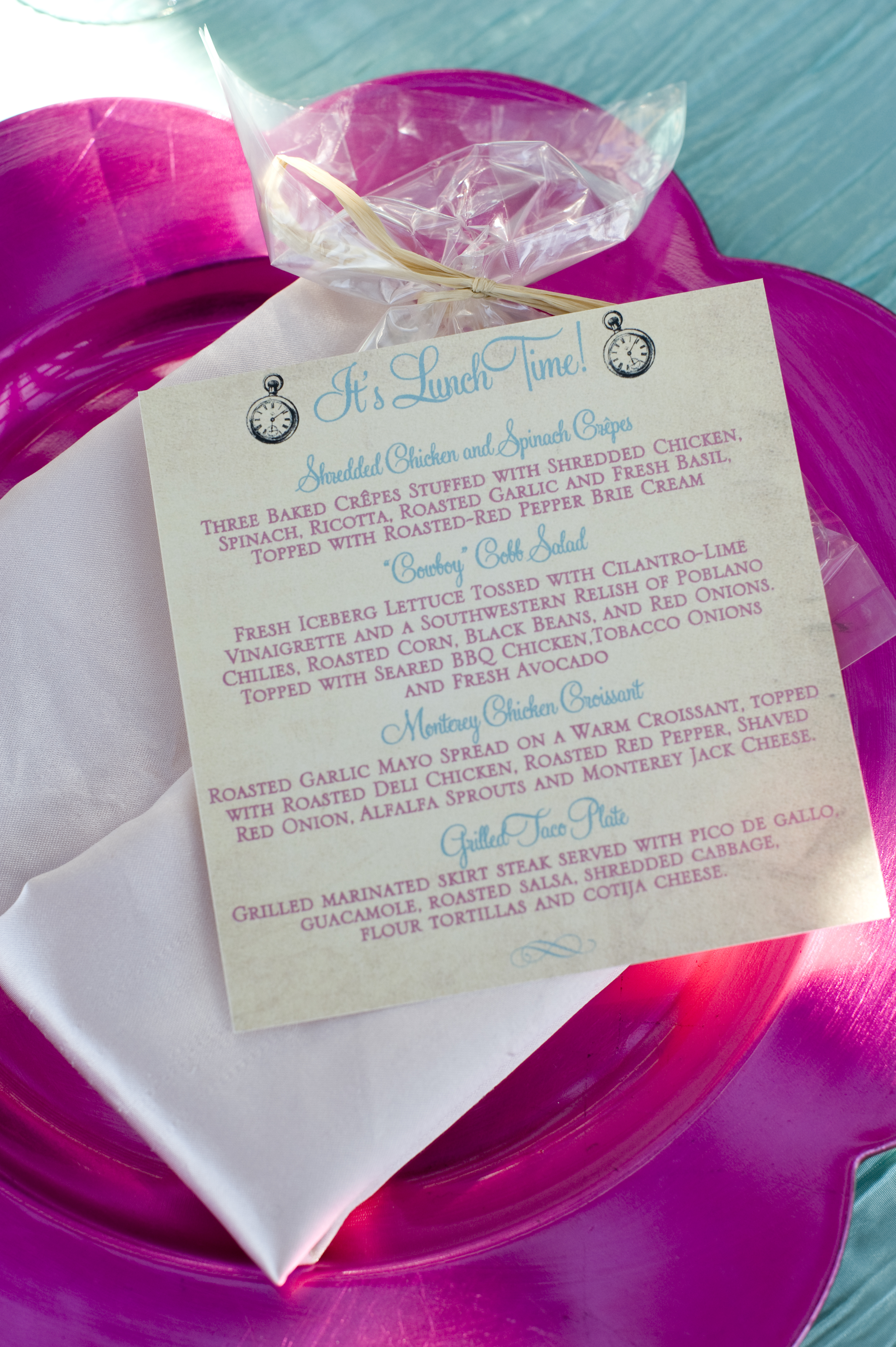 Clock Themed Baby Shower Menu