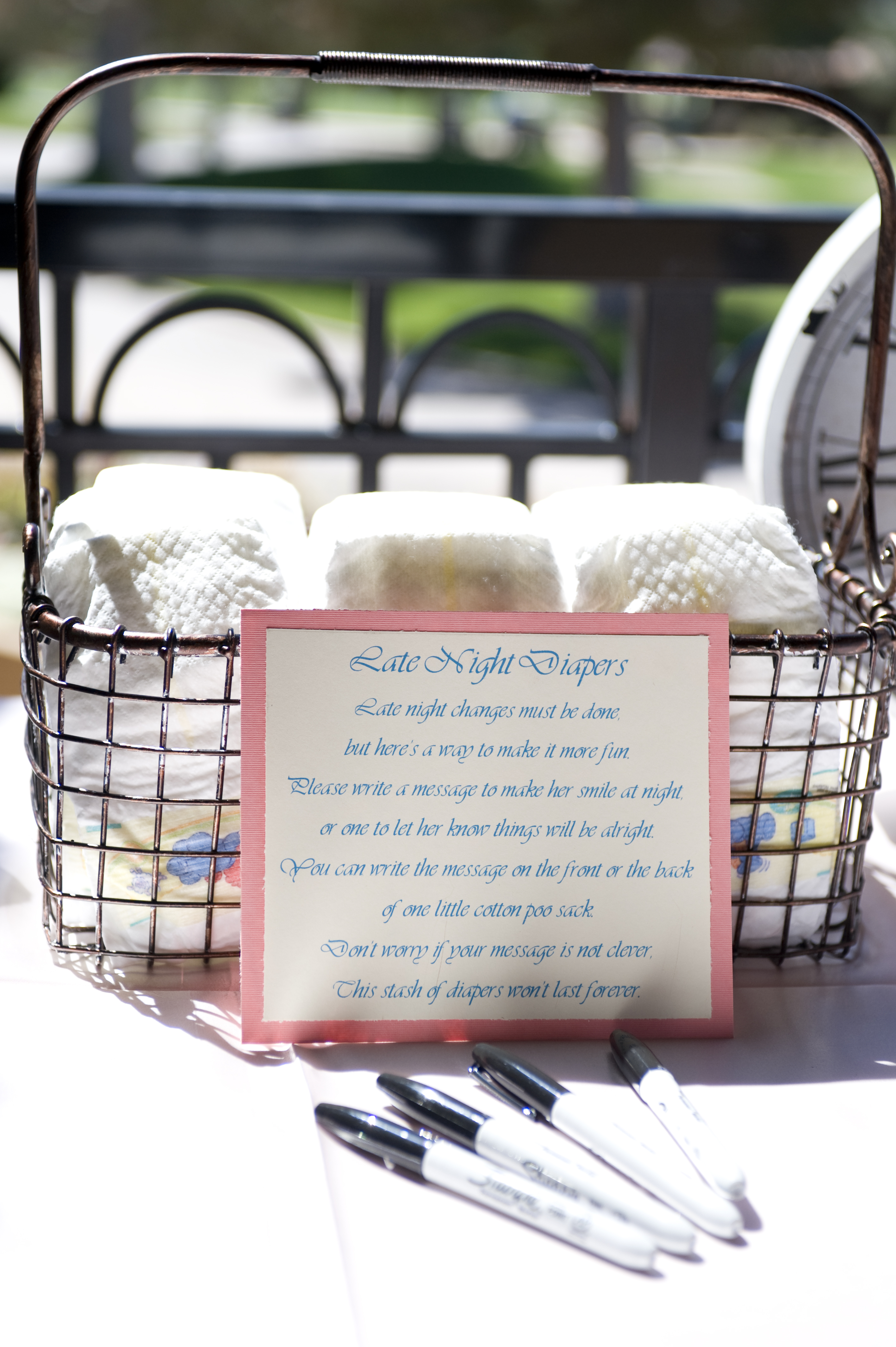 Clock Themed Baby Shower Diaper Caddy