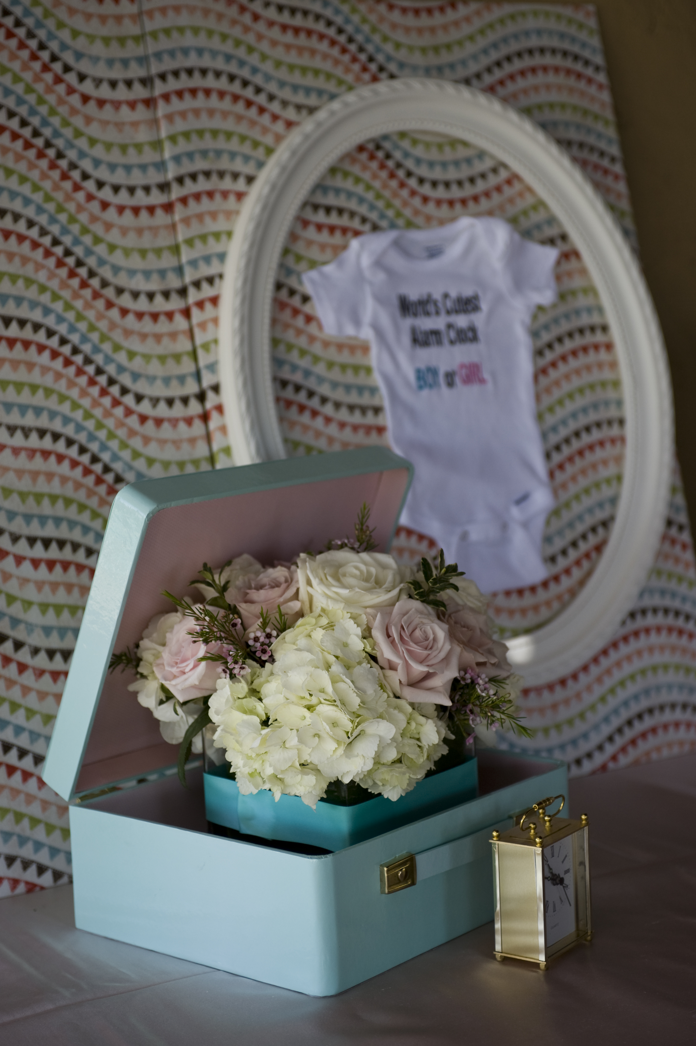 Clock Themed Baby Shower Flowers