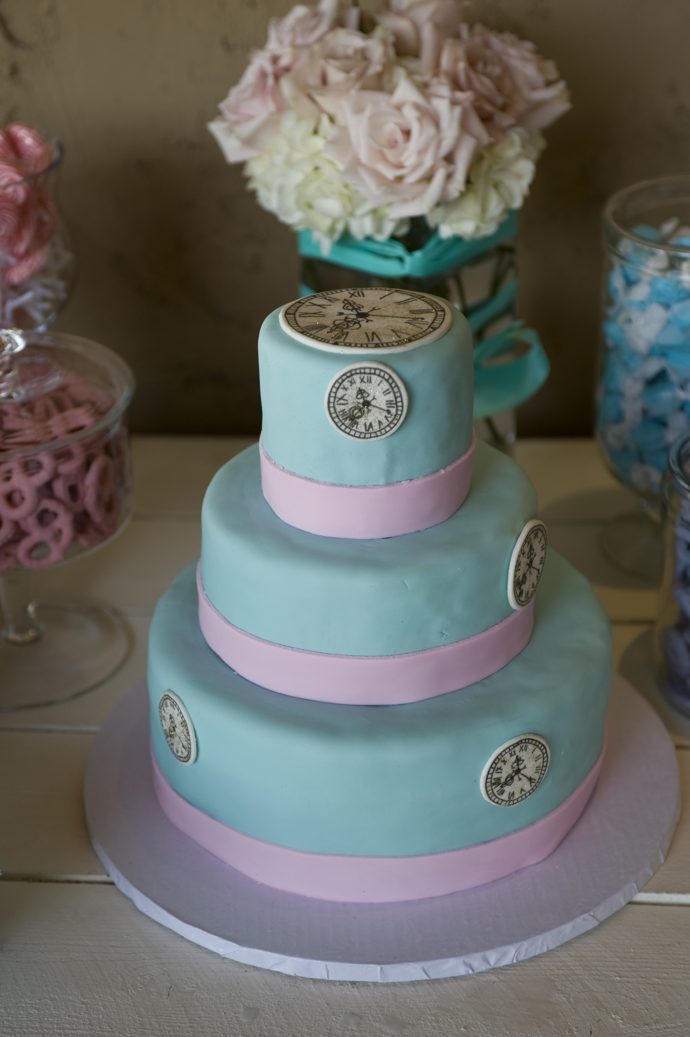 Clock Themed Baby Shower Cake Up Close