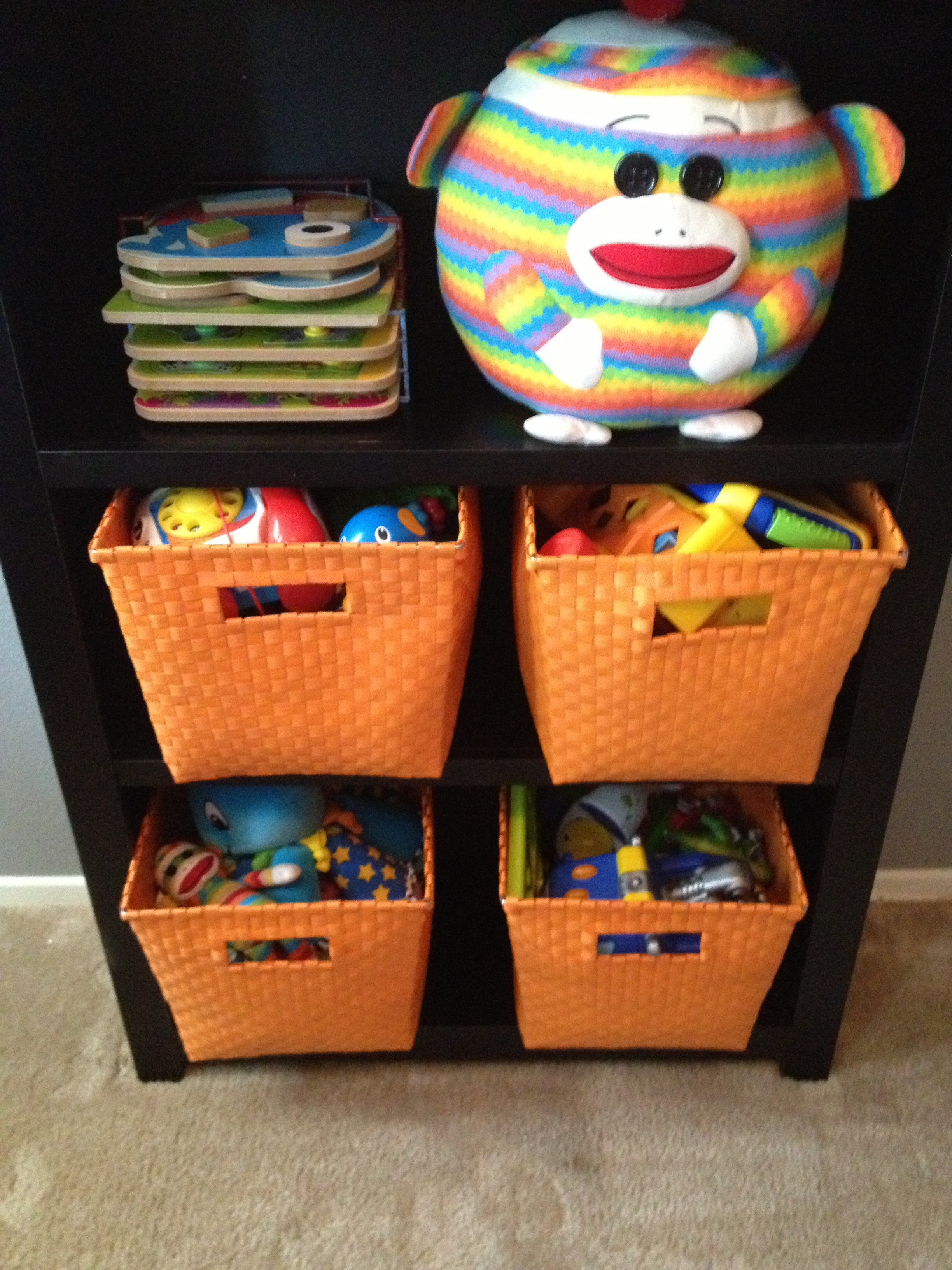 Boy Gray and Orange Nursery Storage Bins